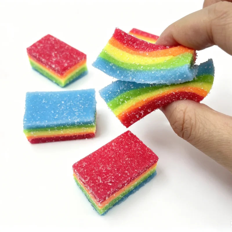 Squishy Rainbow Strip Stress Ball Squeeze Toys Soft Rainbow Sour Candy Stretchable Fidget Toy Stress Relief  Decompression Toy