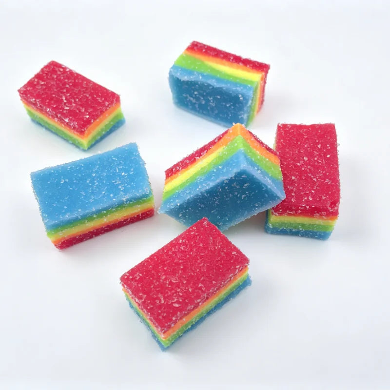 Squishy Rainbow Strip Stress Ball Squeeze Toys Soft Rainbow Sour Candy Stretchable Fidget Toy Stress Relief  Decompression Toy