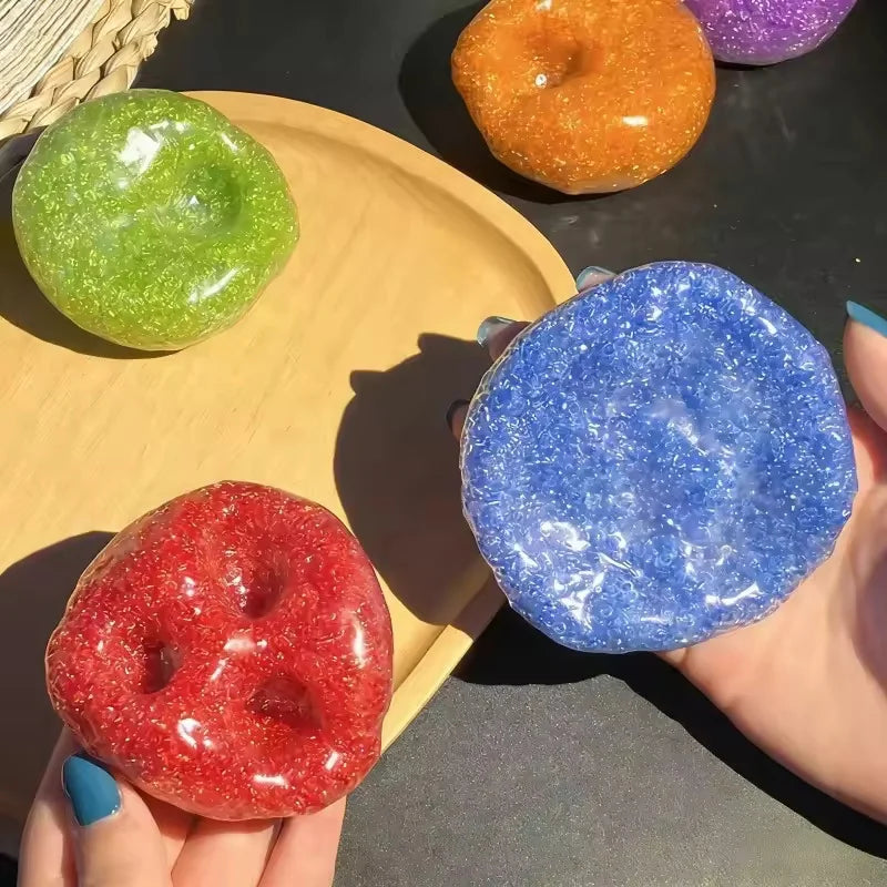 Squishy Fidget Toys Colorful Stress Relief Noise Ball, Vacuum Shapeable Squeeze Toy for Anxiety Relief & Hand Exercise
