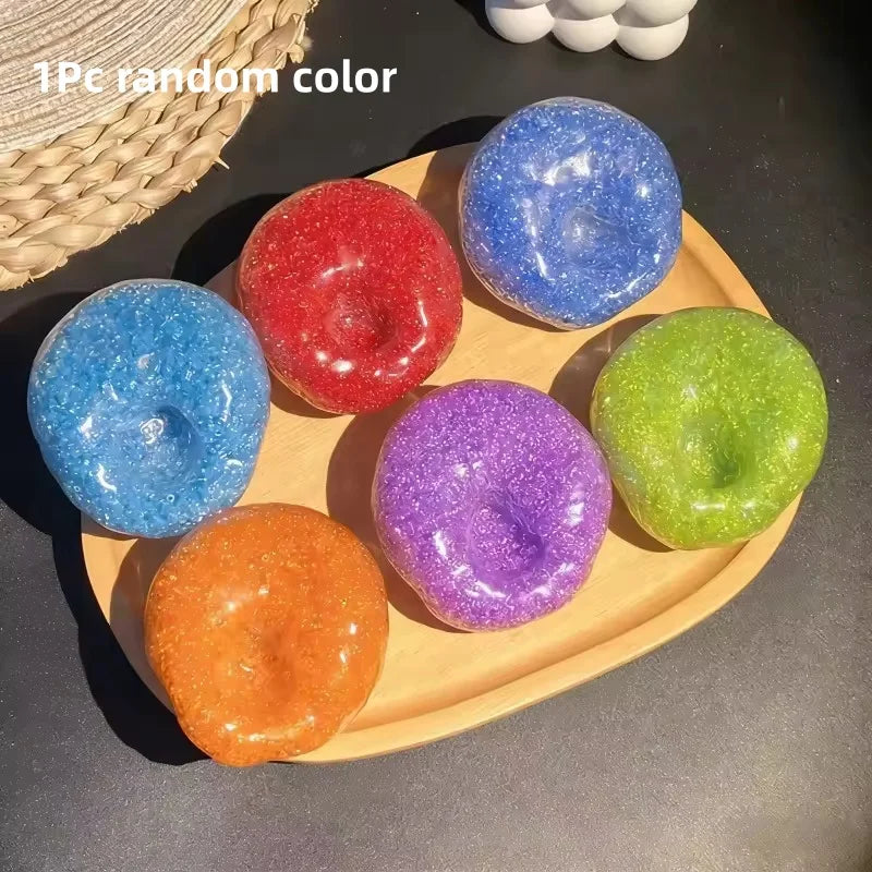 Squishy Fidget Toys Colorful Stress Relief Noise Ball, Vacuum Shapeable Squeeze Toy for Anxiety Relief & Hand Exercise