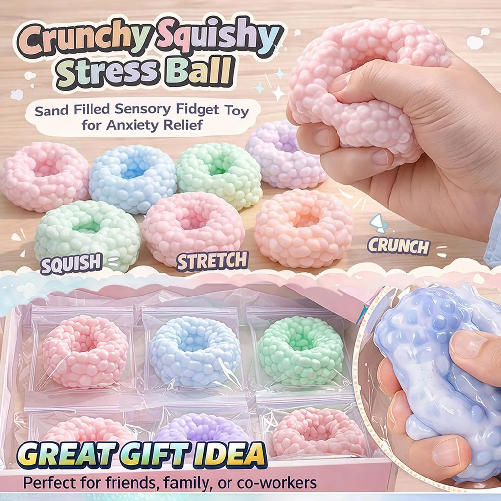 Crunchy Squishies Stress Ball Fidgets Toy Stress Anxiety Relief Balls Office Sand Filled Crunchy Balls Desk Squeeze Toys