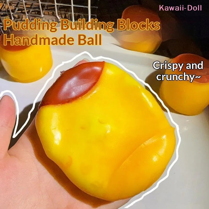 [DO]Simulation Caramel Pudding Squeeze Toy With Crispy Crunch Sound Stress Relief Toys For Stress Relief Daily Play[DO]