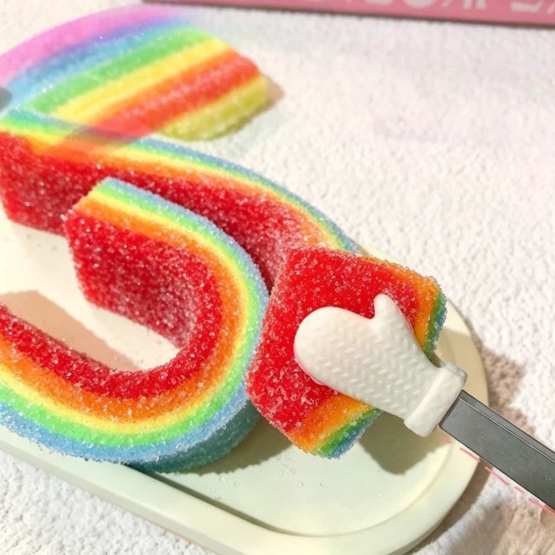Squishy Rainbow Strip Stress Ball Squeeze Toys Soft Rainbow Sour Candy Stretchable Fidget Toy Stress Relief  Decompression Toy