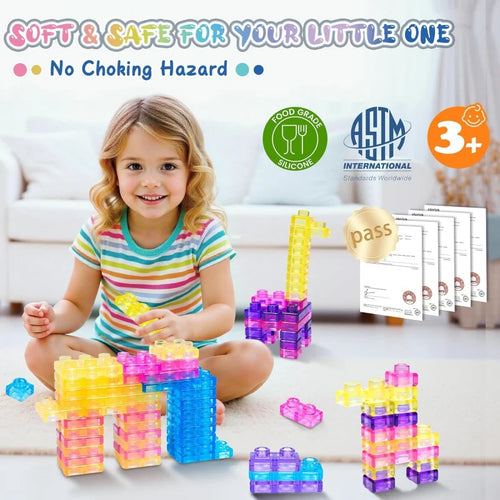 40 Pcs Squeeze Toys Squishy Toys Soft Jelly Building Blocks Sensory Toys for Toddlers Gummy Bloc Squishy Cube Rubber Gift