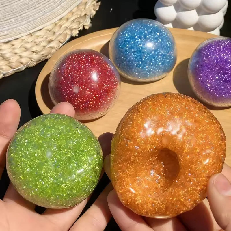 Squishy Fidget Toys Colorful Stress Relief Noise Ball, Vacuum Shapeable Squeeze Toy for Anxiety Relief & Hand Exercise