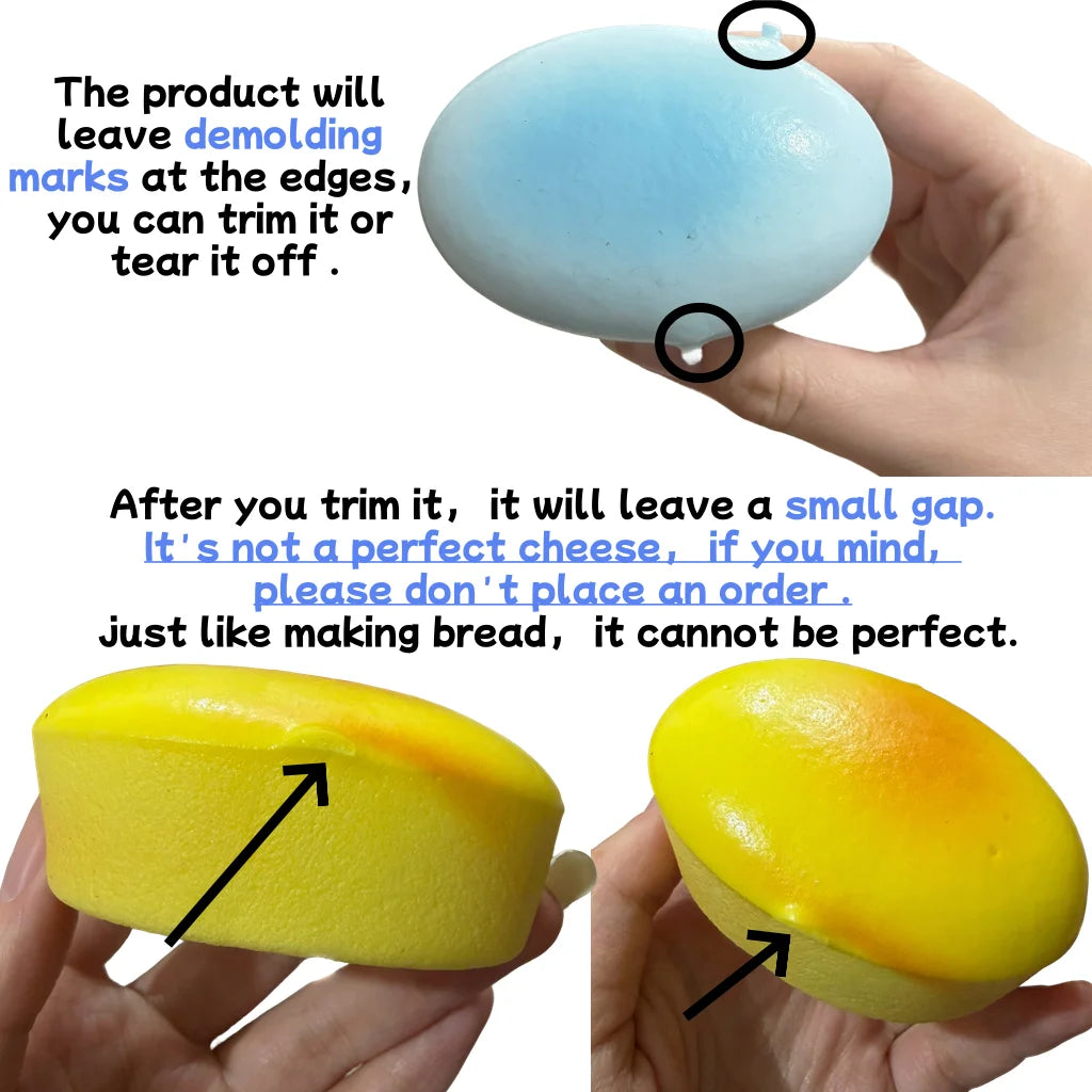 Squishy Cheese Cake Bread Squeeze Toys Stress Relief Slow Rising Sensory Fidget Toys for and Adults Soft Squeeze Toys