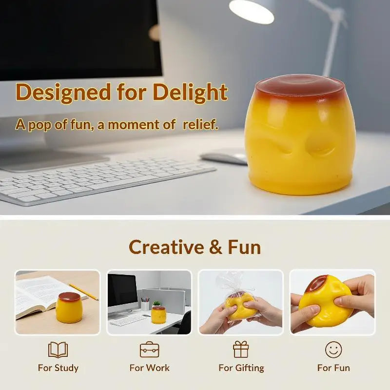 For Kids Adults Stress Relief Daily Play Simulation Caramel Pudding Squeeze Toy With Crispy Crunch Sound Stress Relief Toys