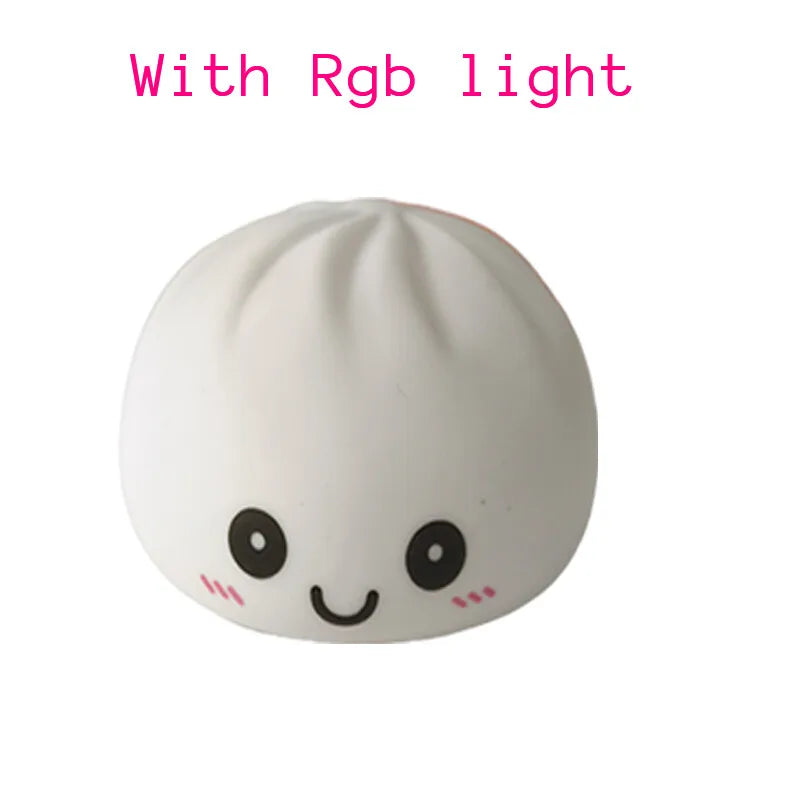 Dumpling Squishy  Simulation Night Light Soft Light-up Bubble Spitting Bun Birthday Gift Colorful Dumping Toy Squishy Gifts