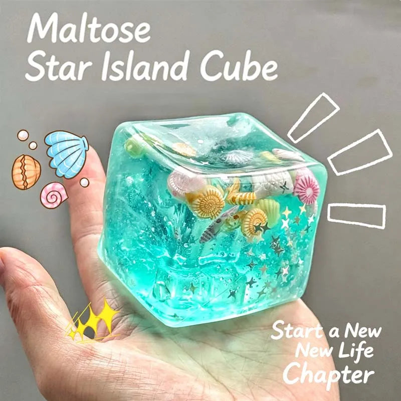 Taba Squishy Stress Balls Cube Ocean Sensory Fidget Toys Slow Rise Squishy Toys Anti Stress Toys for Adults Squeeze Relax Gifts