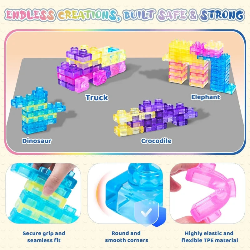 40 Pcs Squeeze Toys Squishy Toys Soft Jelly Building Blocks Sensory Toys for Toddlers Gummy Bloc Squishy Cube Rubber Gift