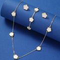 3pcs Lucky Five-petal Flower Five-leaf Clover Bracelet Earrings Necklace Set for woman Stylish Accessories Party Jewelry Set