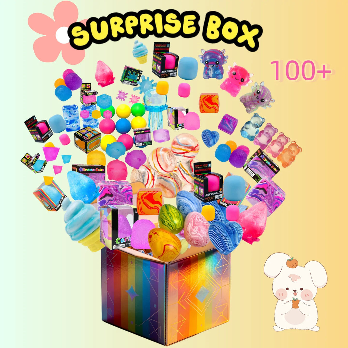 100+Pcs Surprise Box Toys, Novelty Stress Relief Toys, Fidget Toys For Stress ReliPerfect For Stress Relief And Sensory Play.