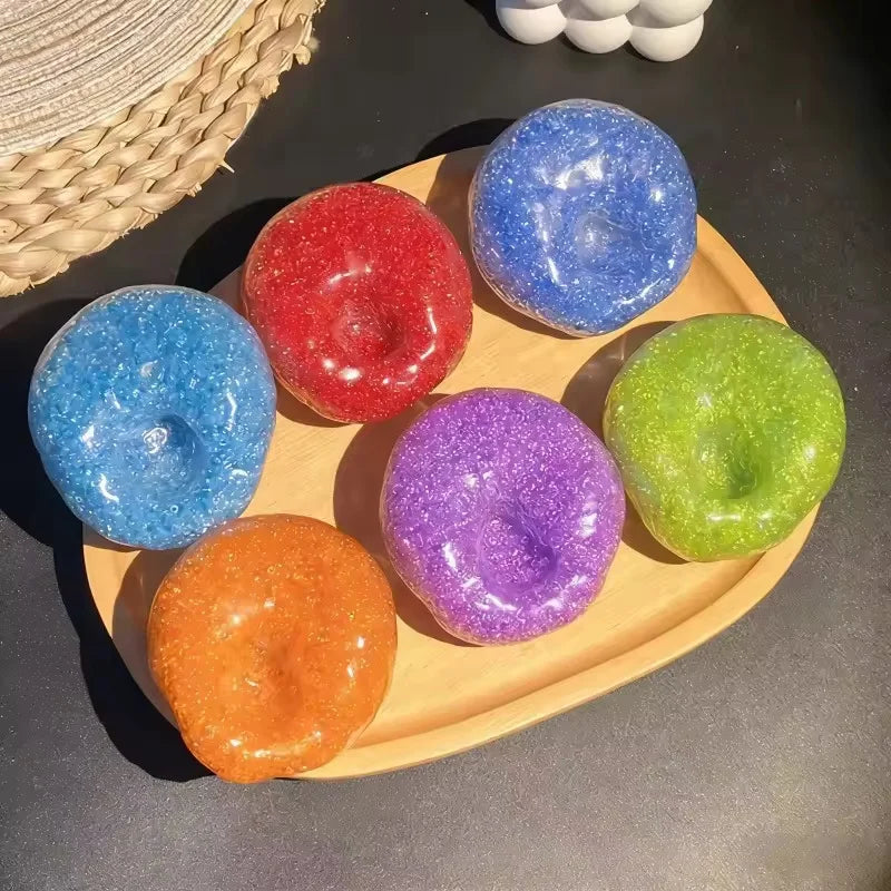 Squishy Fidget Toys Colorful Stress Relief Noise Ball, Vacuum Shapeable Squeeze Toy for Anxiety Relief & Hand Exercise
