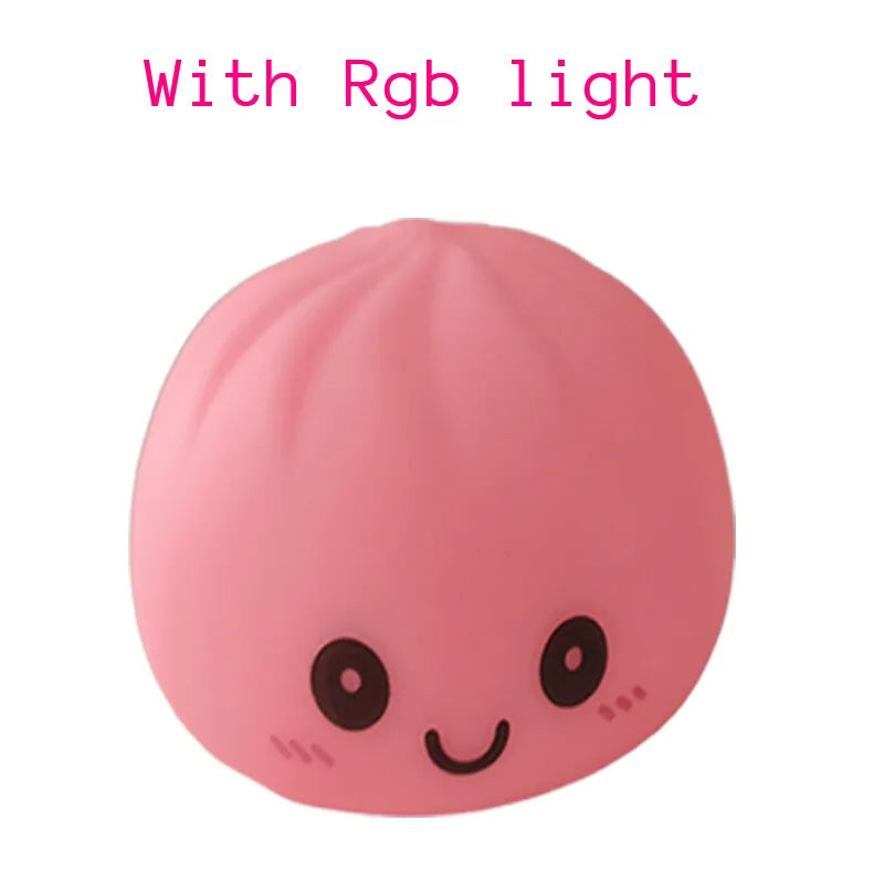 Dumpling Squishy  Simulation Night Light Soft Light-up Bubble Spitting Bun Birthday Gift Colorful Dumping Toy Squishy Gifts