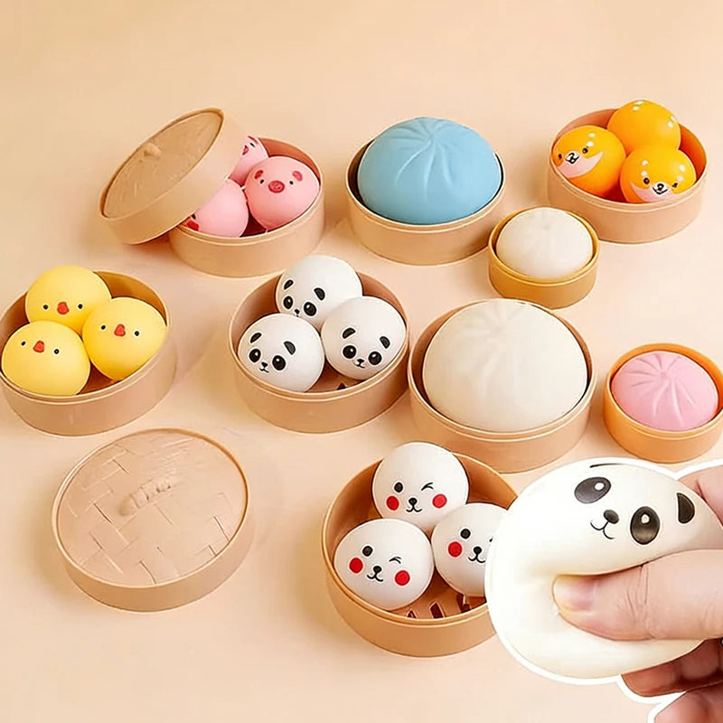 Dumpling Squishy Toys Cartoon Dumpling Anti Stress Ball Pinch Vent Fidget Sensory Toys Squishy Tabas Abreact SquishSurprise Gift