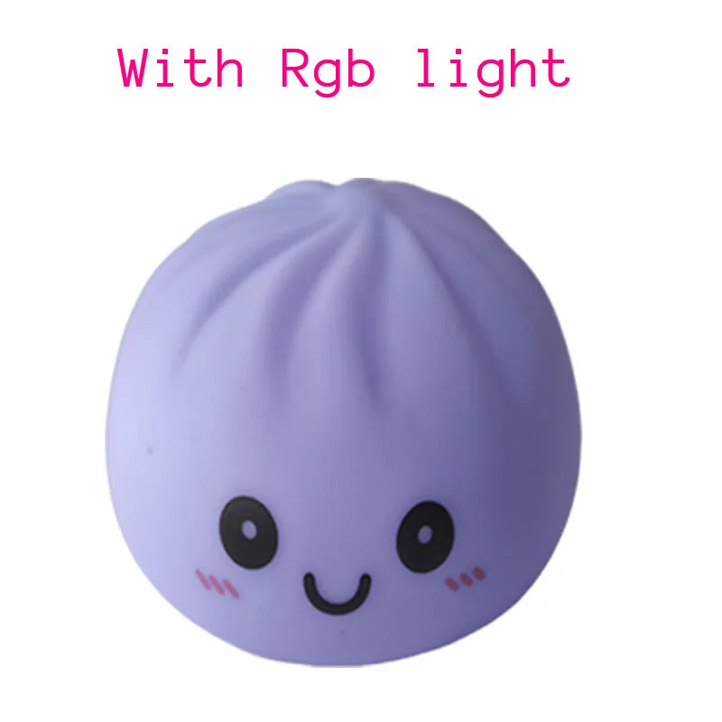 Dumpling Squishy  Simulation Night Light Soft Light-up Bubble Spitting Bun Birthday Gift Colorful Dumping Toy Squishy Gifts