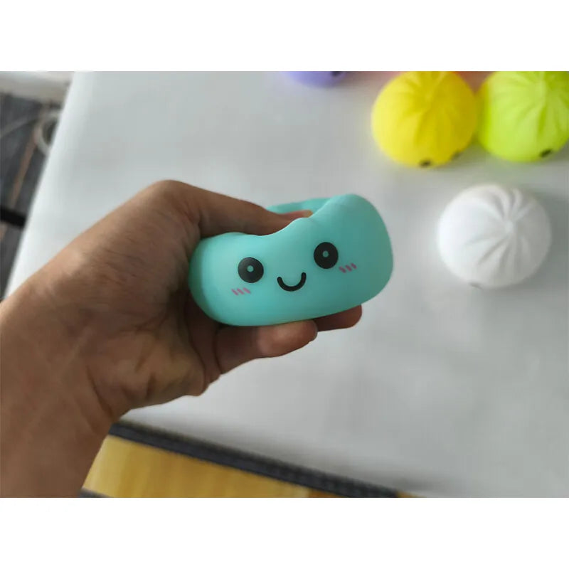 Dumpling Squishy  Simulation Night Light Soft Light-up Bubble Spitting Bun Birthday Gift Colorful Dumping Toy Squishy Gifts