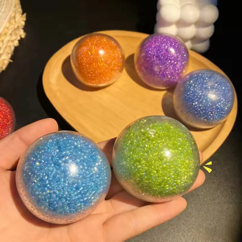 Squishy Fidget Toys Colorful Stress Relief Noise Ball, Vacuum Shapeable Squeeze Toy for Anxiety Relief & Hand Exercise