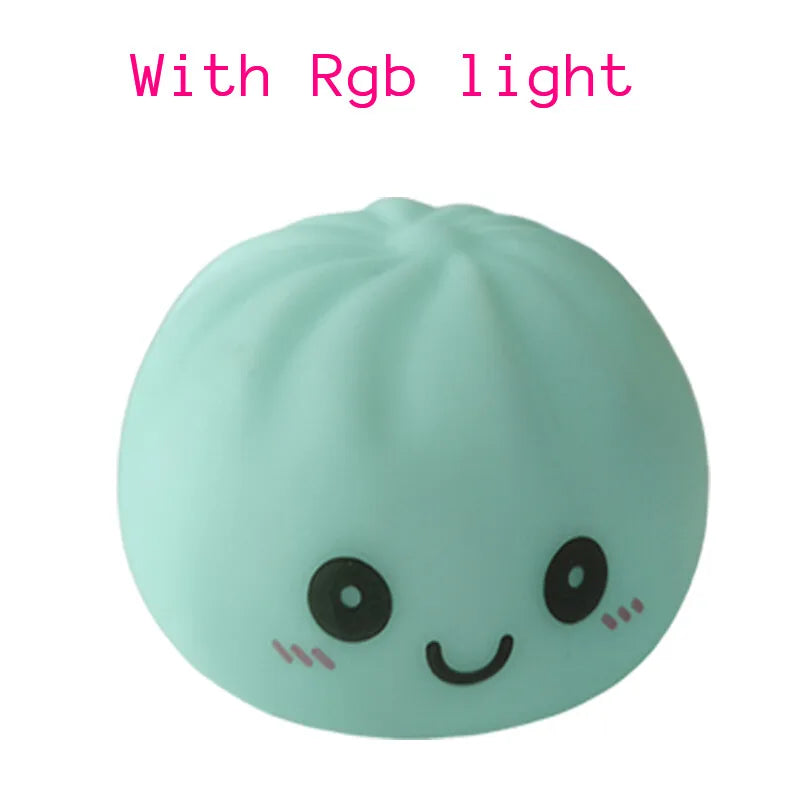 Dumpling Squishy  Simulation Night Light Soft Light-up Bubble Spitting Bun Birthday Gift Colorful Dumping Toy Squishy Gifts
