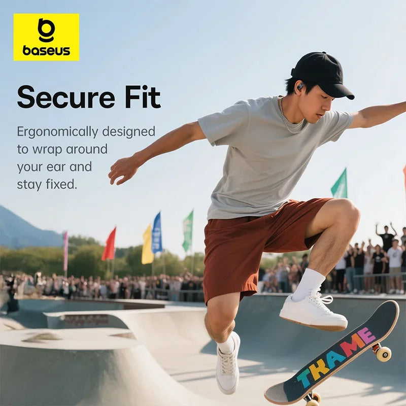 Baseus Eli 2i Fit Open-Ear Earphones True Wireless Bluetooth 6.0 Ear Hooks Headphones IPX5 Waterproof Sports Earbuds Bass Boost