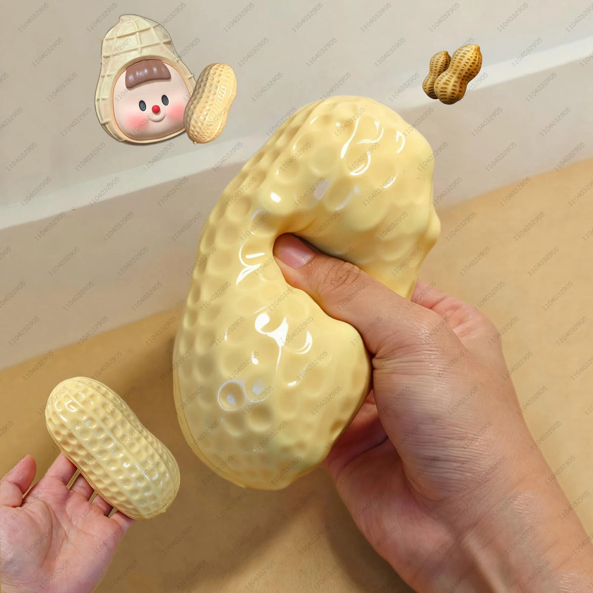 Crunchy Peanut Stress Ball Food-Shaped Squeeze Ball Squishy Toys ASMR Sensory Anti Stress Fidget Toys for Adults Recess Desk Toy