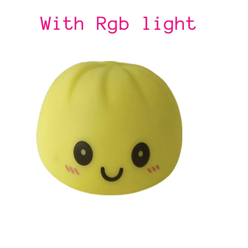 Dumpling Squishy  Simulation Night Light Soft Light-up Bubble Spitting Bun Birthday Gift Colorful Dumping Toy Squishy Gifts