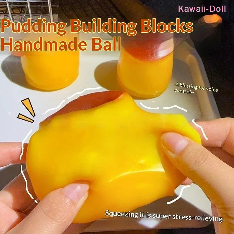 [DO]Simulation Caramel Pudding Squeeze Toy With Crispy Crunch Sound Stress Relief Toys For Stress Relief Daily Play[DO]